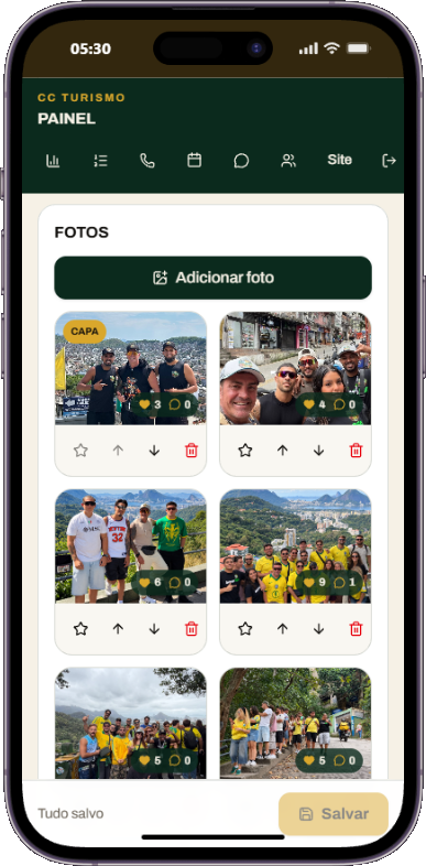 Gerenciamento de fotos da CC Turismo